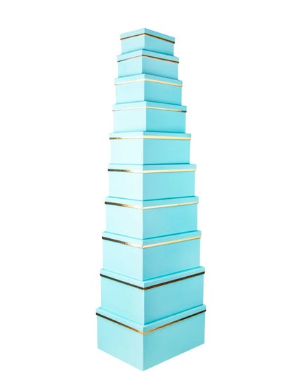 اشتري Paper Gift Box Set | Elegantly Crafted Packaging Solution for All Occasions | 10 pcs Set - Light Bllue في الامارات