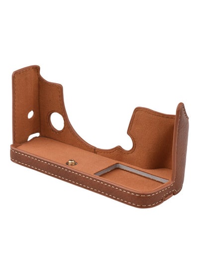 Buy Bottom Opening PU Leather Camera Case Brown in UAE