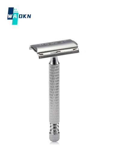 Buy Safety Razor for Men, Double Edge Safety Razor, with 1 Platinum Coated Metal Stainless Steel Razor Blades, Single Blade Razor for Body & Face, Reusable Safety Razor for Women, Silver in Saudi Arabia