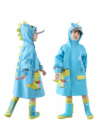 Buy Kids RainCoat, Reusable Children's raincoats, 3D Cartoon Kids Rain Jacket with Storage Backpack in Saudi Arabia