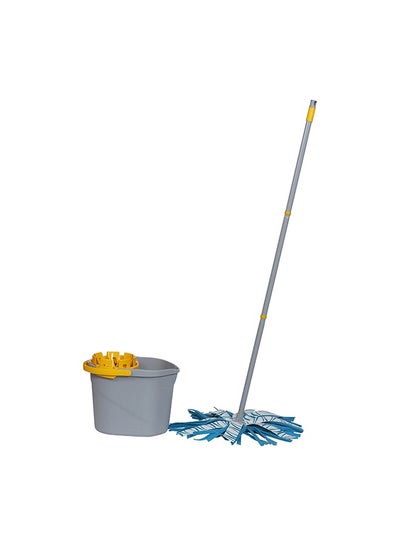 Buy Manual Mop With Bucket And Plastic Wringer And Microfibrer Mop in Saudi Arabia