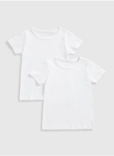 Buy White Short-Sleeved Vests - 2 Pack in UAE