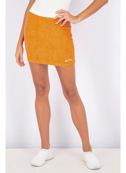 Buy Women Chenille Skirt, Dark Orange in Saudi Arabia