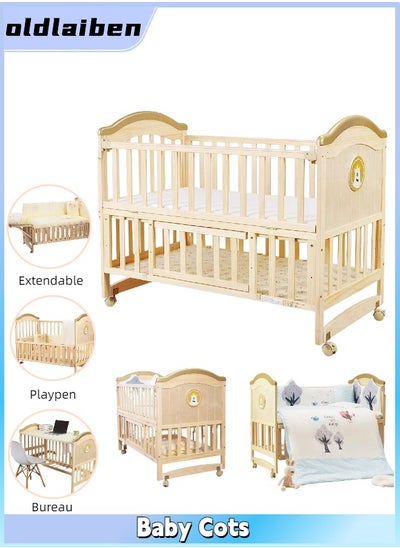 Buy 3-in-1 Convertible Crib Converts from Baby Crib to Toddler Bed and Daybed Convertible Crib Toddler Guard Rail Lasting Quality Made of Solid Hardwood in Saudi Arabia