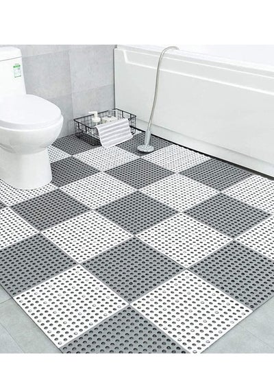 Buy 12PCS Bath Mat Non Slip Shower Mat Bathroom Mats Bathroom Rugs Interlocking Soft Floor Mats DIY Floor Mat with Drain Holes for Home Kitchen Bathroom Shower Pool Balcony (Ordinary 6pcs Gray+6pcs White) in Saudi Arabia