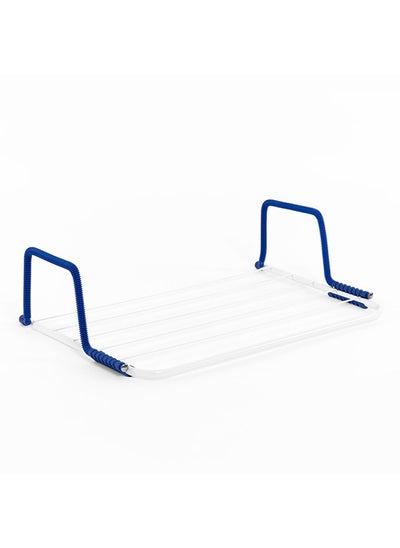 اشتري Balcony Steel Drying Rack, White & Blue - 51.5x14 cm في الامارات