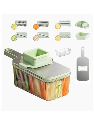 Buy StainlessSteel Vegetable Chopper, Multifunctional 9-in-1 Food Choppers onion Chopper Vegetable Slicer Cutter Dicer Veggie Chopper With 6 Blades,Colander Basket,Container For Salad/Potato/Carrot/Garlic in UAE