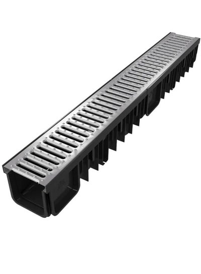 Buy Floor Grating Channel Drain with Drainage Trench Garage Floor Drain 1Mtr Length Metal and Plastic in UAE