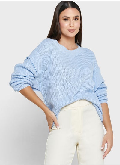 Buy Solid Sleeve Detail Sweater in Saudi Arabia