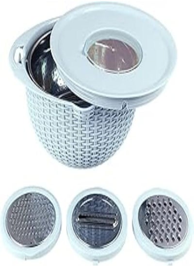 Buy Salad Maker & Grater Vegetable & Fruit Grater 4 in 1 Large Size & Draining Strainer with Flip Handle & 3 Grater Blades, Perfect for Cutting & Washing Vegetables & Fruits, Preparing | By Generic in Egypt