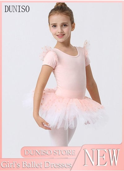 Buy Girls Ballet Dresses Leotards with Skirt Dance Dress Back Bowknot Design Ballerina Tutu Outfit Cotton Dress Ballet Skirt Mini Skirt Princess Dresses Dance Wear Clothes for Little Girl in Saudi Arabia