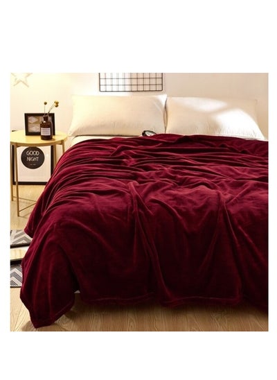 Buy Silky Plain Microfiber Bed Blanket Double Size Maroon in UAE