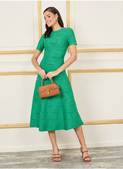 Buy Weave Texture A-line Midi Dress in Saudi Arabia