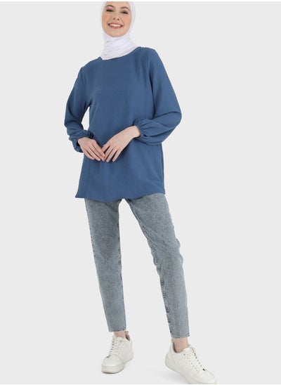 Buy Round Neck Puff Sleeve Top in UAE