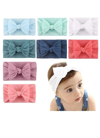 Buy Baby Girls Headband, 8Stretchy Nylon Soft Headband with Bowknot Cute Princess hairband Hair Accessories for Baby Toddler Girls in Saudi Arabia