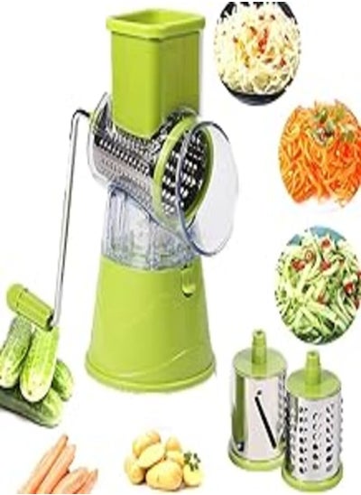 اشتري Spiral Vegetable Slicer, Manual Mandoline Slicer for Vegetables, Round Vegetable Chopper, Carrot Cutter, with 3-Blades في مصر