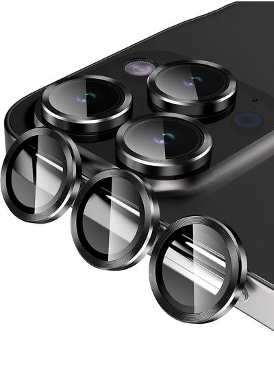 اشتري Pack of 2 Camera Lens Protectors for iPhone 15 Pro Max/15 Pro/14 Pro Max/14 Pro, Armorite Individual Lens Protectors, Scratch-Resistant Ultra-thin Tempered Glass with Aluminum Edging, (Black) في الامارات