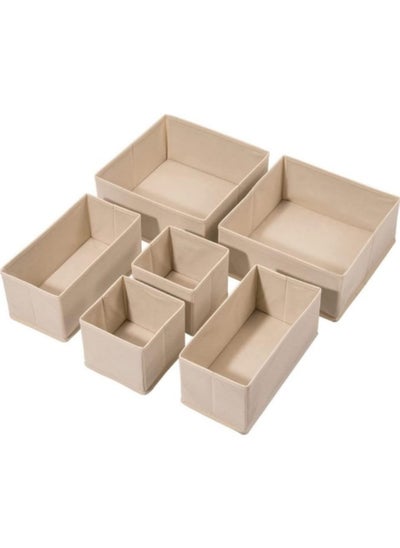 Buy Drawer Organizer Clothes, 6 Pack Underwear Drawer Organizer, Foldable Closet Organizers and Storage Dresser Drawer Dividers Beige in Saudi Arabia