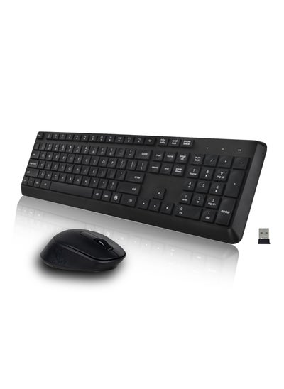 Buy 2.4 GHz Wireless Silent Keyboard and Mouse Combo for Windows Chrome Laptop Computer PC Desktop, 106 Keys Full Size with Number Pad, 1600 DPI Optical Mouse (Black) in Saudi Arabia