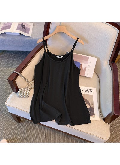 اشتري Plus Size Womens Simple Solid Tank Top Cotton Loose Fit Summer Black (shipped within 7 days) في الامارات