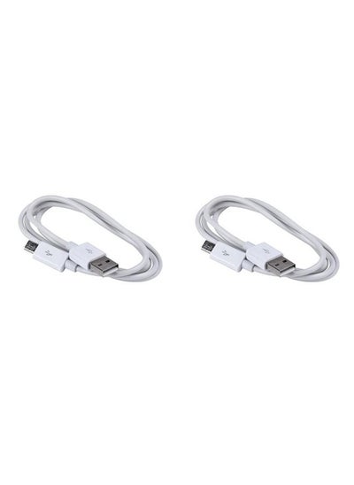 Buy Micro USB Charger Cable For Samsung White (2Pcs) in Saudi Arabia