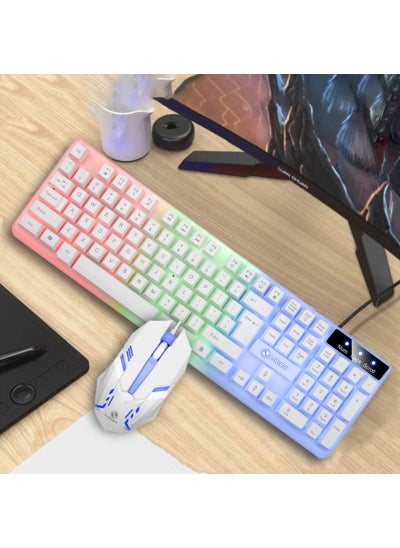 Buy GTX300 Wired Gaming Keyboard Mouse Combo with Rainbow LightGTX350 white glow GTX350 white glow in Saudi Arabia