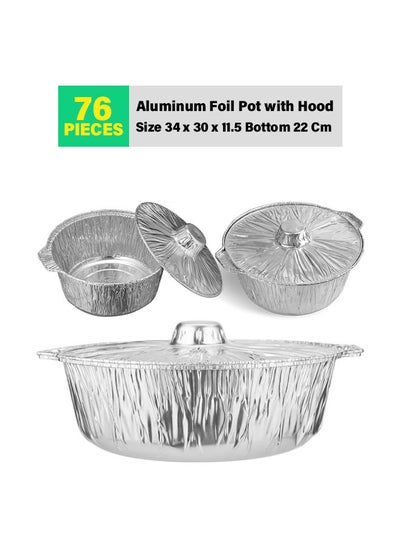 Buy 76-Pcs Disposable Aluminum Foil Pot with Hood 34cm in UAE