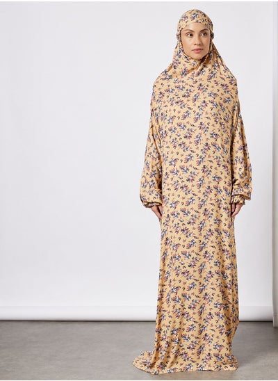 Buy Praying Dress With Floral Prints And With Attached Veil in Saudi Arabia