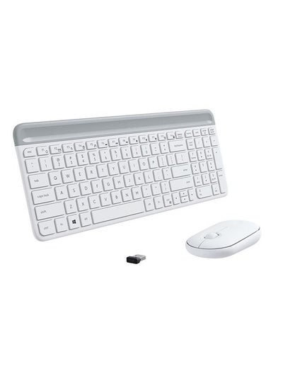 Buy Slim Wireless Keyboard and Mouse Combo Unified USB Receiver, Thin, Whisper Quiet, Long Battery Life Closed, EN Layout White in UAE