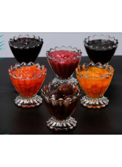 اشتري Elegant Rose-Shaped Glass Ice Cream Bowls - Set of 6 for Ramadan and Anytime Use في مصر