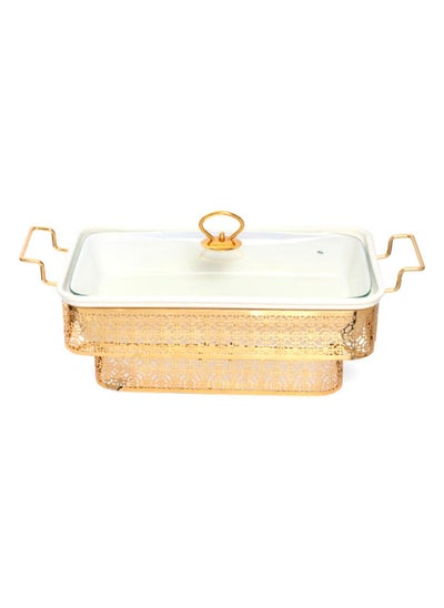 Buy Julia Rectangular Casserole, White, Gold & Clear - 37 cm in UAE