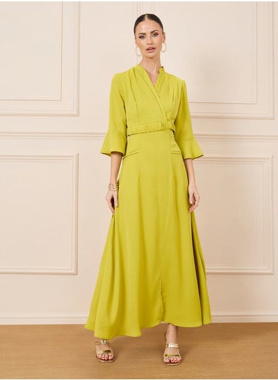 Buy Solid Notch Neck A-Line Maxi Dress in Saudi Arabia