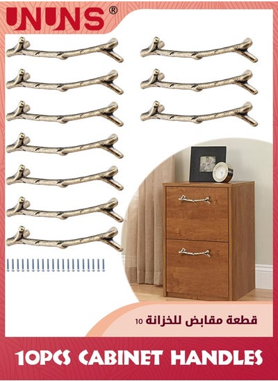 Buy Cabinet Handles,10 Pack Twig Branch Drawer Handles,Zinc Alloy Farmhouse Cupboard Handles,Rustic Drawer Pulls Decorative Dresser Handles in Saudi Arabia