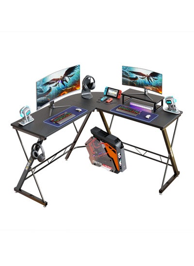 Buy L-Shaped Gaming Table 53.2 inch Home Gaming Desk Office Writing Workstation with Large Monitor Stand Space-Saving Easy to Assemble in Saudi Arabia