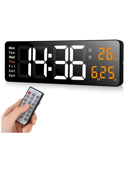 Buy Digital Wall Clock Large Display, 16.2 Inch Large Wall Clocks, Modern LED Digital Clock with Remote Control for Living Room Decor, Automatic Brightness Dimmer Big Clock with Date Week Temperature in UAE