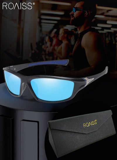 Polarized Sports Sunglasses for Men Women, UV400 Protection Cycling Glasses  with PC Frame and Blue Lens, Goggles for Baseball Running Fishing Golf 63mm  price in Saudi Arabia, Noon Saudi Arabia