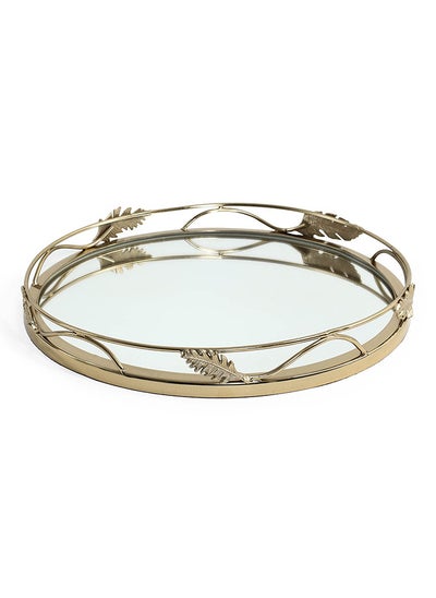 اشتري Aby Decorative Tray, Clear & Gold - 40.64x5.72 cm في الامارات