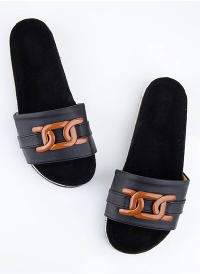 Buy Slipper Fingerprint Medical Buckle From The Front-black in Egypt