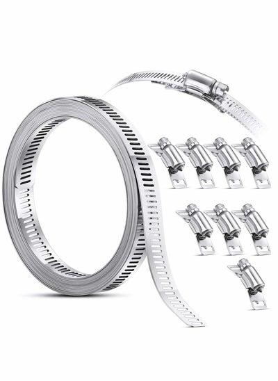 اشتري Clamps Hose Stainless Steel Worm Clamp, Hose Clamp Strap with Fasteners, 304 Stainless Steel Clamps Worm Adjustable DIY Pipe Hose Clamp Air Ducting Clamp Worm Drive Hose Clamps في الامارات