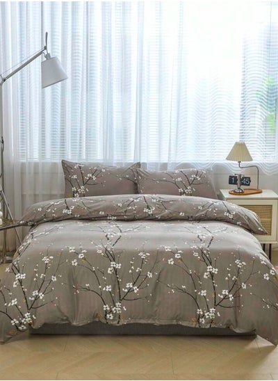 Buy King size 6 pieces, duvet cover set, plum blossom branch flower design. in UAE