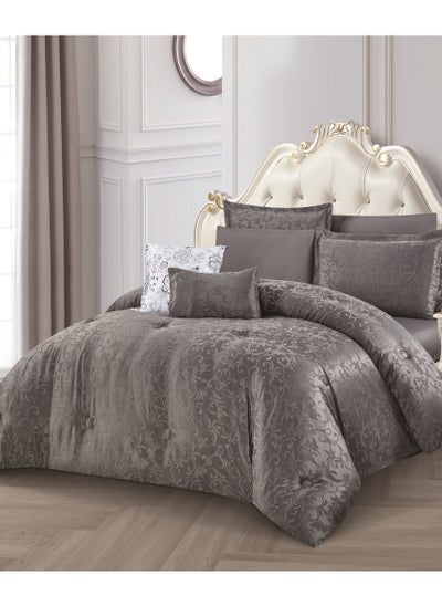 Buy Hours comforter set with soft, silky jacquard fabric and a modern and distinctive pattern that satisfies all tastes 8 pieces king size in Saudi Arabia