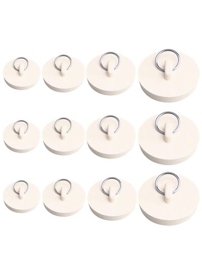 اشتري 12-pcs Bath Plugs,Sink Plug Rubber Drain Stopper Kitchen Sink Plug with Hanging Ring for Bathtub,Bathroom (4 Sizes) في السعودية