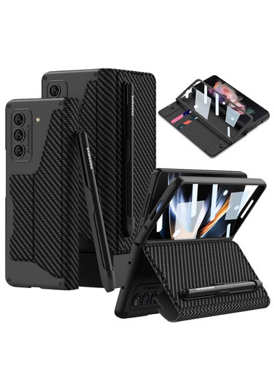 Buy Flip Cover Compatible with Samsung Galaxy Z Fold 5 with Detachable S Pen Holder, Card Slot, And Hard Shell Scratch-Resistant Screen Protector Frame 7.6-Inch Full Body Protective Wallet Case in Saudi Arabia