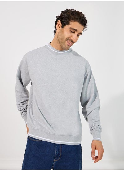 Buy Double Tipping Detail Relaxed Fit Sweatshirt in Saudi Arabia