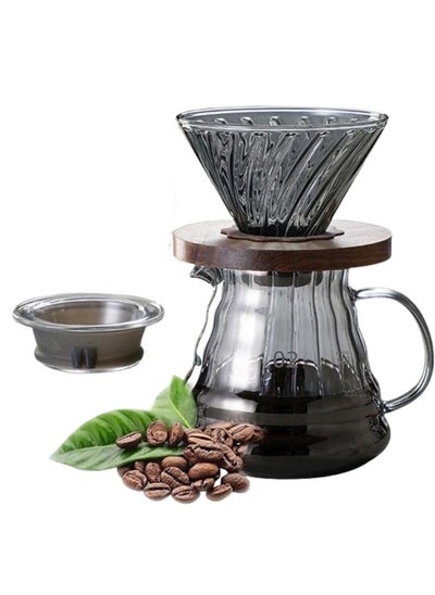 Buy Manual V60 Hand Drip Coffee Maker 600ml Set Pack Of 2 in Saudi Arabia