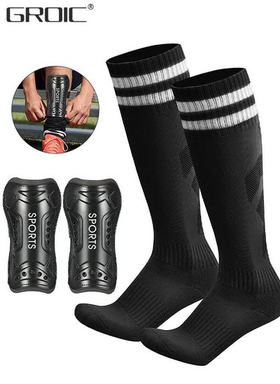 اشتري Soccer Shin Guards for Youth Kids Toddler, Protective Soccer Shin Pads & Sleeves Equipment - Football Gear for Teens with Football Socks and Shin Pads في الامارات