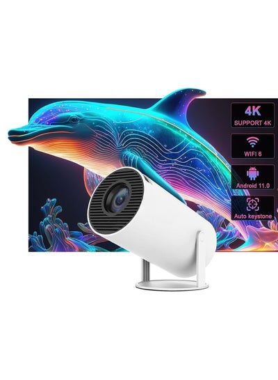 Buy Mini Portable Auto Keystone Projector, 4K/200 ANSI Smart Projector with WiFi 6, Projector for Home Use, camping, Integrated Android 11.0 OS in UAE