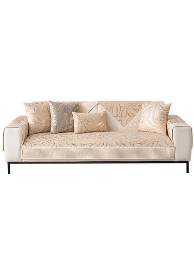 Buy Anti-Slip Sofa Cover Jacquard Plush Couch Covers High-End Furniture Cushions For All Seasons 90x210cm Beige in UAE