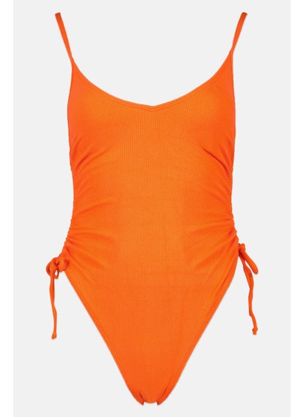 Buy Women Plain One Piece Swimwear, Orange in UAE