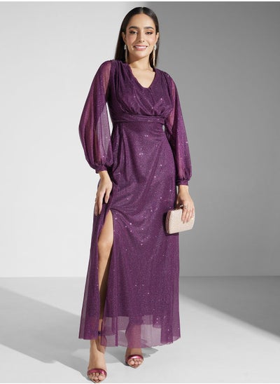 Buy Shimmer Dress With Slit in Saudi Arabia